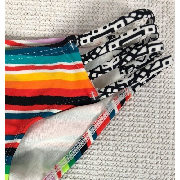 Xhilaration Womens Bikini Bottoms Size XS Multi Colored Striped Ruched Back - Picture 6 of 12